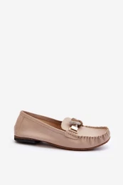 Women's Leather Moccasins with Decoration 2761 Beige