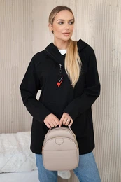 Tunic with zipper on hood Oversize black
