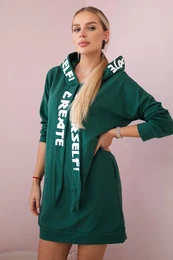 Oversize hooded dress dark green