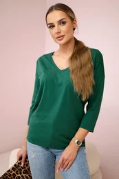 Green blouse with V-neck