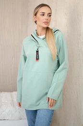 Tunic with zipper on hood Oversize dark mint