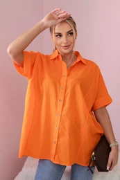 Cotton shirt with short sleeves in orange color