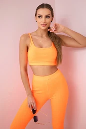 Striped top set with orange neon blouse