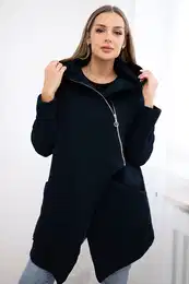 Insulated sweatshirt with asymmetrical zipper in dark blue color