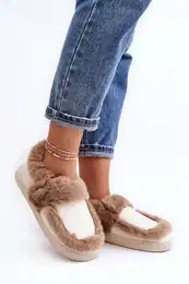 WJ1 Women's Beige Slippers with Fur Sailey