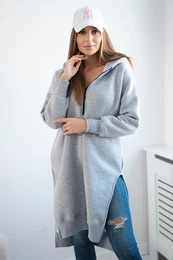 Insulated sweatshirt with slits on the sides in gray color