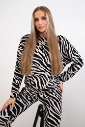 Velour set with zebra print black+beige