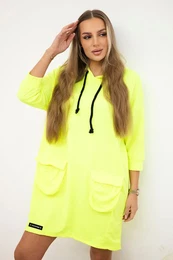 Yellow neon dress with hood
