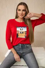 Blouse with Summer car print red