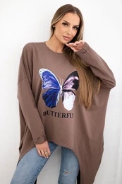 Halenka s potiskem oversize mocca