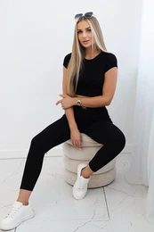 Black ribbed leggings with a high waist