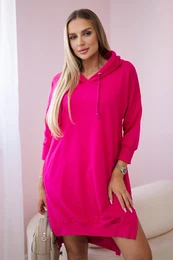 Hooded dress with a long back fuchsia
