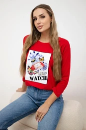 Blouse with 3D Watch red graphics