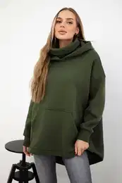 Insulated sweatshirt with a khaki zipper at the back