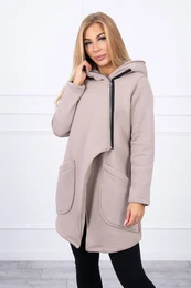 Insulated sweatshirt with asymmetrical zipper beige