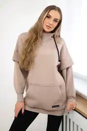 Insulated turtleneck sweatshirt dark beige