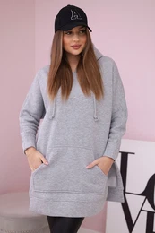 Insulated sweatshirt with slits on the sides in gray color