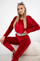 Velour set with hood red