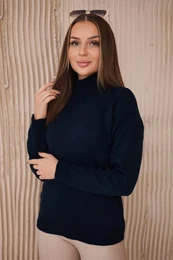 High-neckline sweater in navy blue