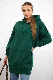 Insulated sweatshirt with embroidered oversize dark green inscription