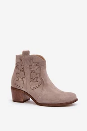 3426 Women's Suede Cowboy Boots Cappucino