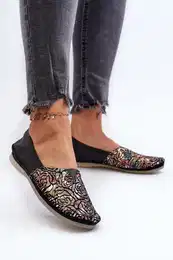 Women's Leather Ballerina Flats 1930B Black