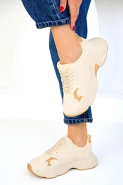 Beige-Tan Women's Sneaker 19502