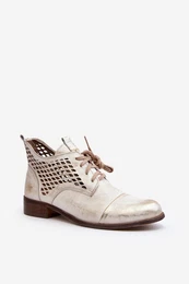 2878 Low Cutout Leather Women's Boots Silver