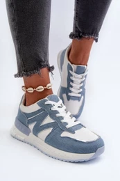 FB2 Women's Denim Sneakers Made of Eco Leather Blue Kaimans