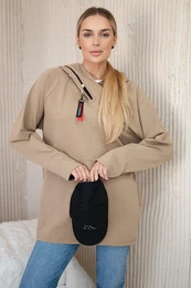 Tunic with zipper on hood Oversize camel