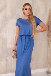 Women's viscose dress with pockets - denim