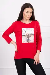 Blouse with Paradise red print