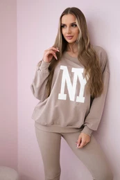Cotton set sweatshirt + leggings dark beige