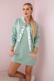 Oversize dark mint hooded dress