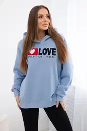 Cotton insulated hoodie in blue