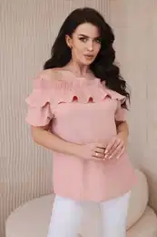 Spanish blouse with decorative ruffle powder pink