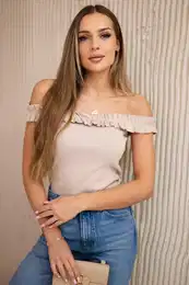 Blouse with ruffles in beige