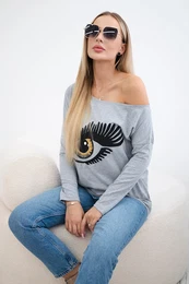 Halenka s potiskem a delm zadnm dlem ed barvy