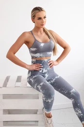 Women's Fitness Set Top + Push Up Leggings - Grey/White
