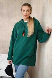 Tunic with zipper on hood Oversize green