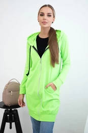 Dress with hood and hood green neon color