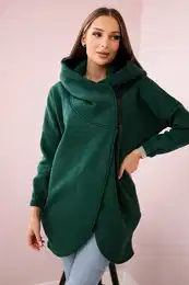 Sweatshirt with short zipper - dark green