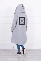 Oversize gray cape with hood