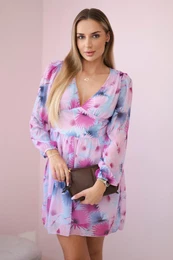 Airy dress with a floral motif in blue color