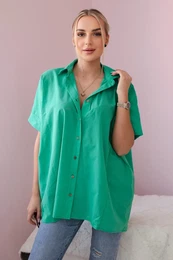 Cotton shirt with short sleeves of green color
