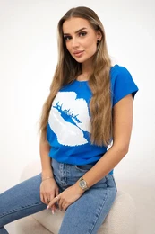 Halenka s potiskem rt fialovo-modr