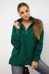 Sweatshirt with zip and pockets green