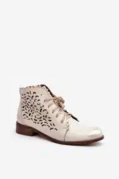 Lace-up Women's Ankle Boots 2871 Gold Distressed