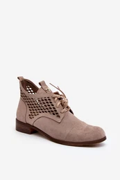 2878 Low Cutout Women's Suede Boots Beige