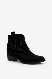 3430 Women's Suede Boots with Fringes Black